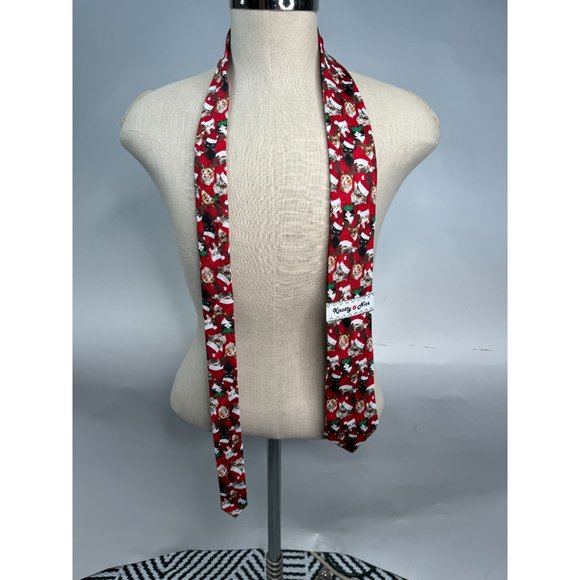 Knotty and Nice Santa Cats Holiday Christmas Tie OS Red Santa Polyester - Picture 13 of 16
